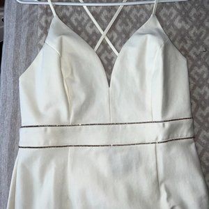 White Mini Dress with Rhinestones- FashionNova